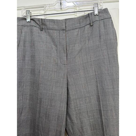 Anne Klein Gray Plaid Print Flat Front Mid Rise Straight Dress Pants Size 12 - Picture 2 of 10